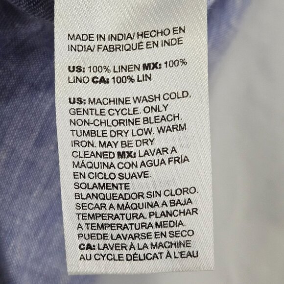 Chico's Womens Linen Pants Size 1 Light Blue Side Button Accents Elastic Waist - Picture 3 of 11